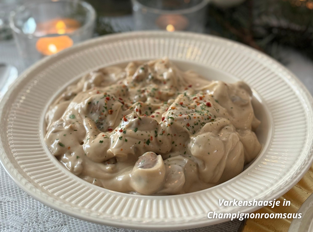 Varkenshaasje champignon roomsaus